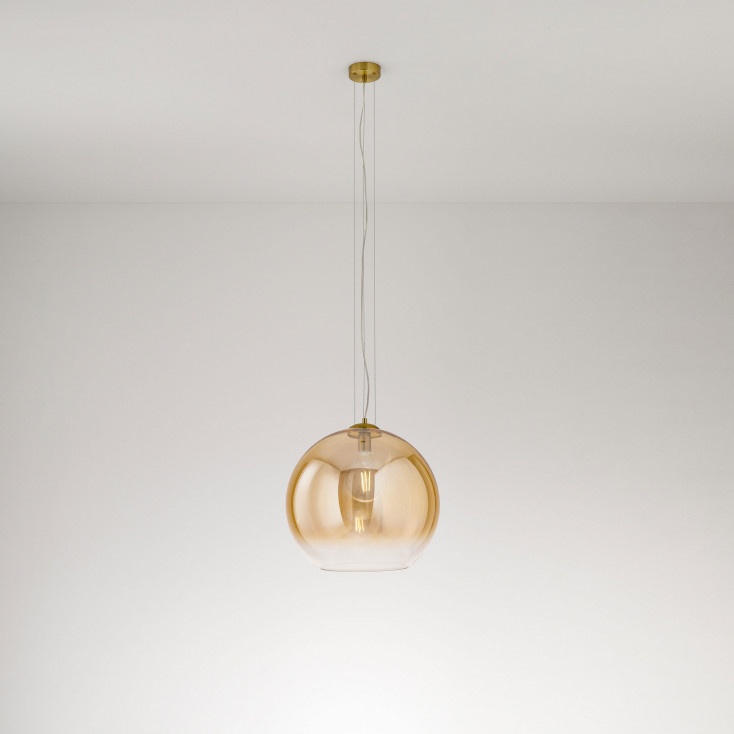 Lampada a sospensione singola grande in metallo diffusore in vetro a led