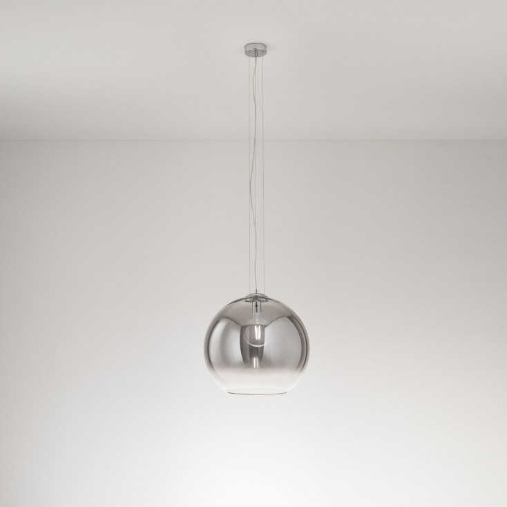Lampada a sospensione singola grande in metallo diffusore in vetro a led