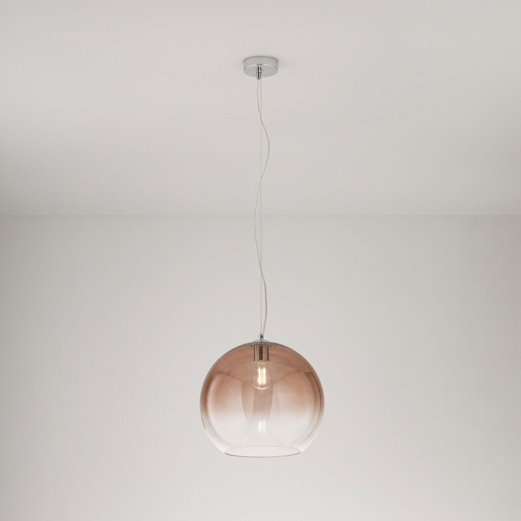 Lampada a sospensione singola piccola in metallo diffusore in vetro a led