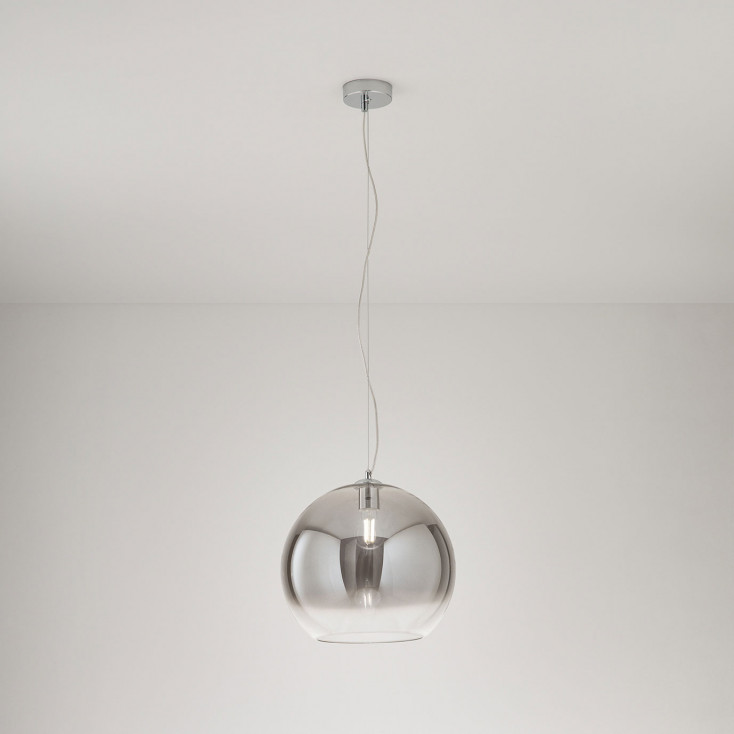 Lampada a sospensione singola piccola in metallo diffusore in vetro a led