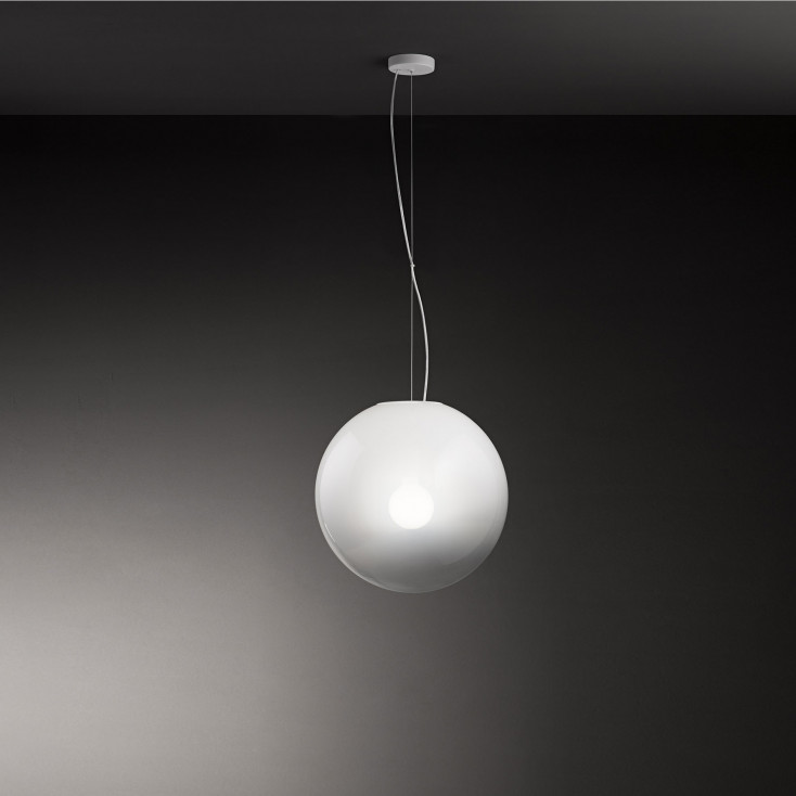 Lampada a sospensione struttura in metallo diffusore media a boccia di vetro