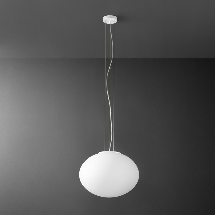Lampada a sospensione struttura in metallo diffusore piccolo a boccia di vetro
