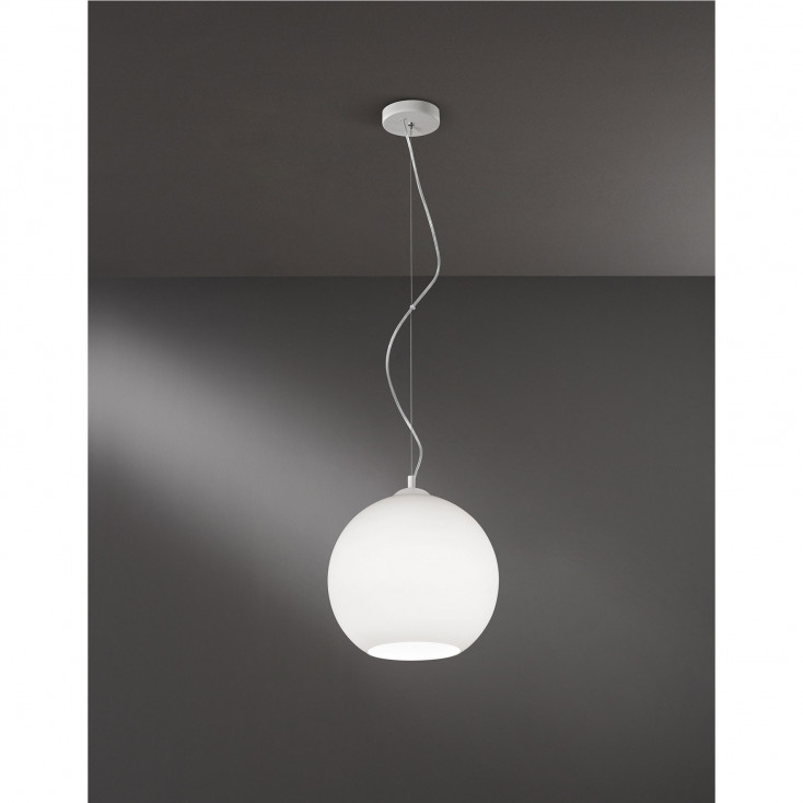Lampada a sospensione struttura in metallo diffusore piccolo in vetro a boccia