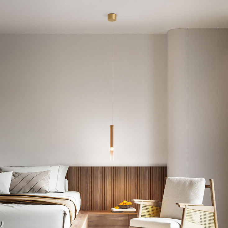 Lampada a sospensione tubolare in metallo diffusore in vetro a led dimmerabile