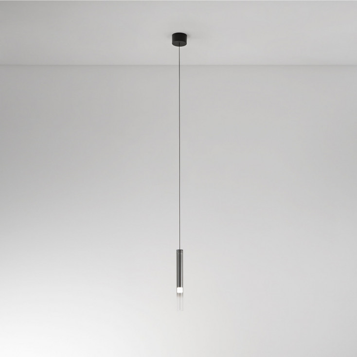 Lampada a sospensione tubolare in metallo diffusore in vetro a led dimmerabile