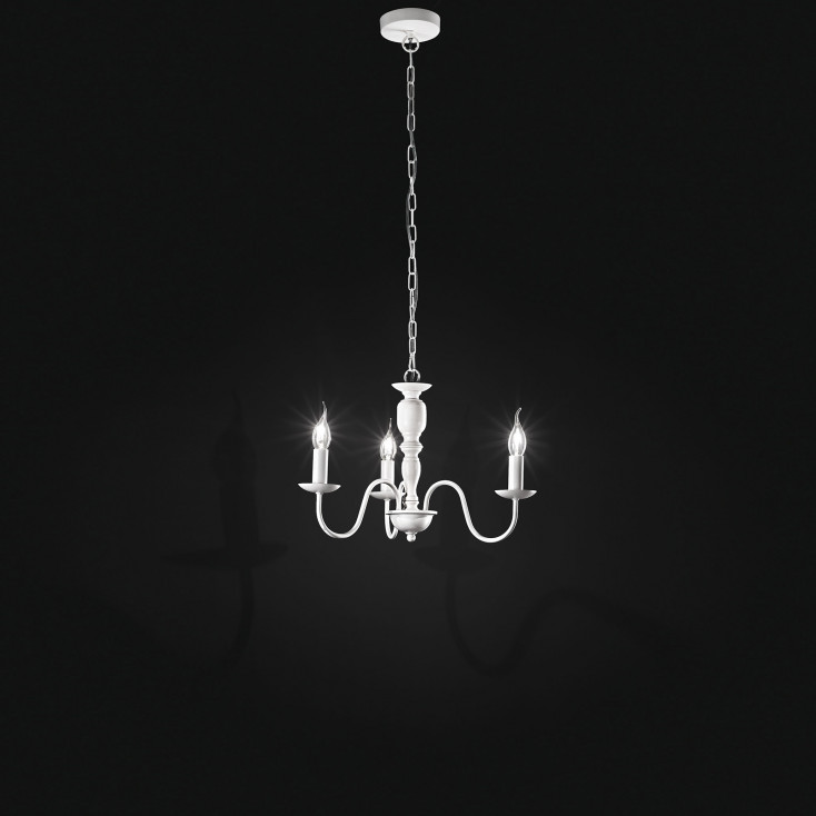 Lampadario classico a 3 braccia in metallo verniciato