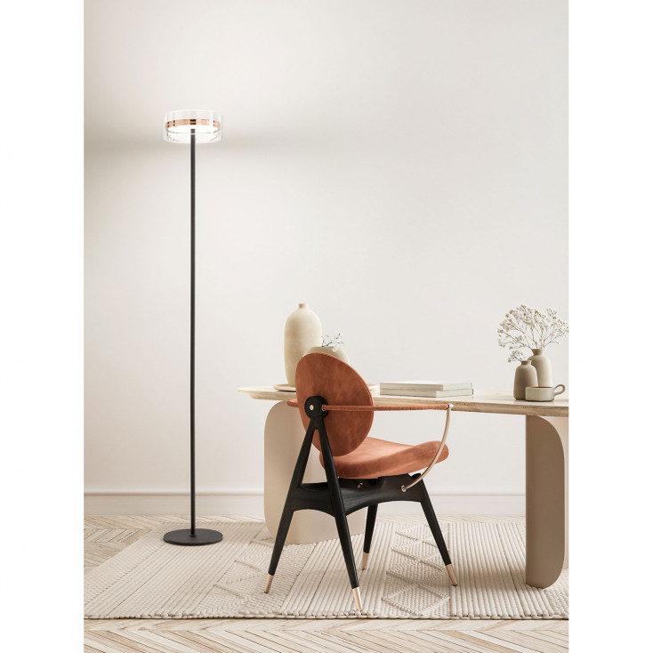 Piantana moderna a led struttura in metallo diffusore in vetro