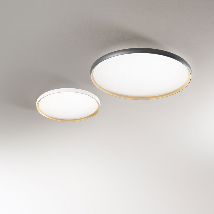 Plafoniera da soffitto piccola con led dimmerabile struttura in metallo rotonda