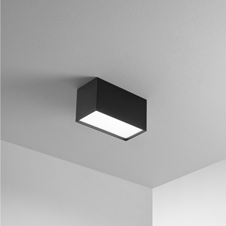 Plafoniera rettangolare a led con struttura in metallo e diffusore in acrilico