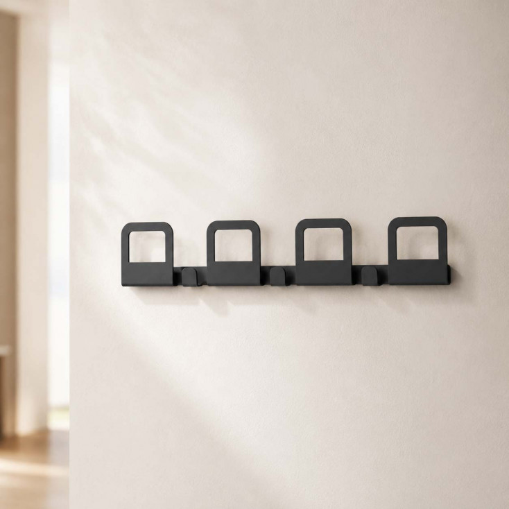 Appendiabiti da parete in acciaio dal design moderno e minimale con 4 ganci