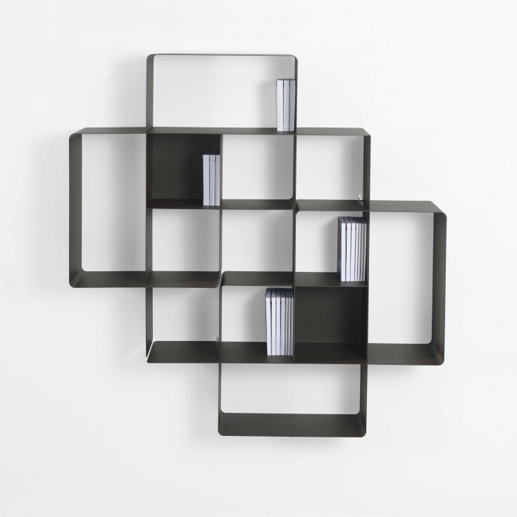 Libreria da parete in acciaio verniciato dal design moderno composizione n.2