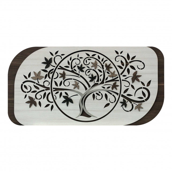 Quadro con albero della vita in legno in 3d dalle linee moderne 120x60