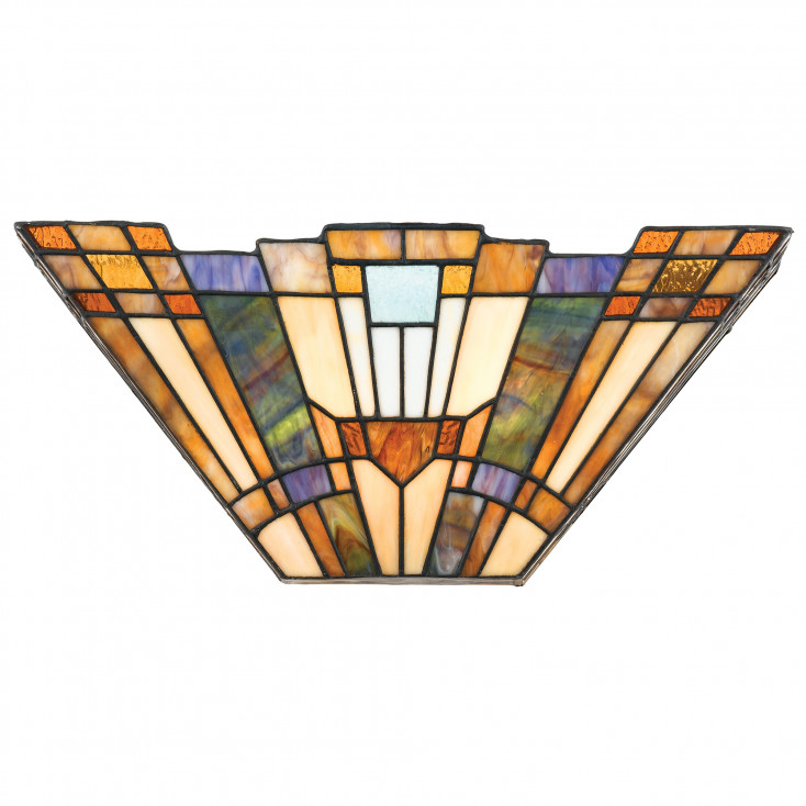 Applique da parete in metallo con paralume in vetro tiffany a 2 luci