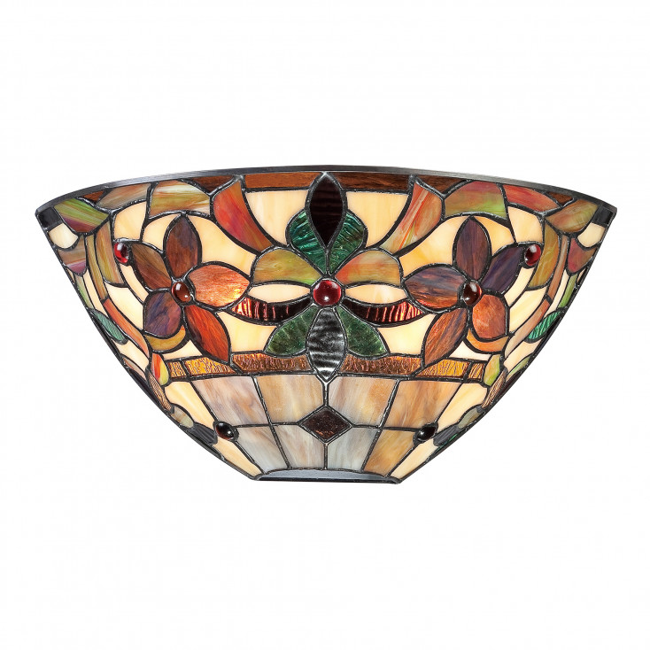 Applique in stile classico in metallo e diffusore in vetro tiffany 2 luci