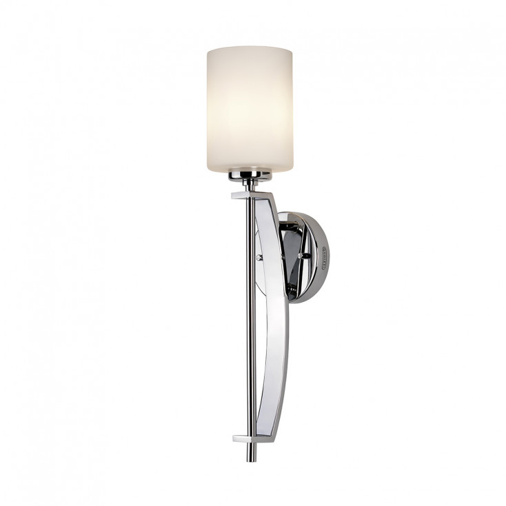 Applique LED da parete grande in acciaio e diffusore in vetro opalino a 1 luce