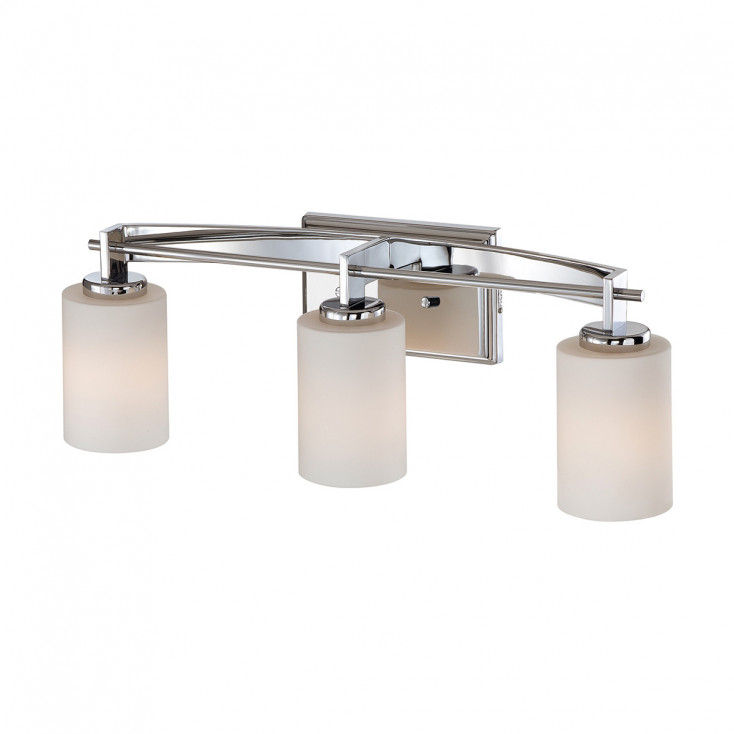 Applique LED da parete in acciaio con 3 diffusori cilindrici in vetro opalino