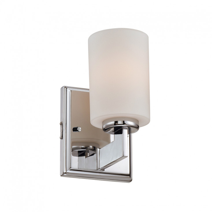 Applique LED da parete piccola in acciaio e diffusore in vetro opalino a 1 luce