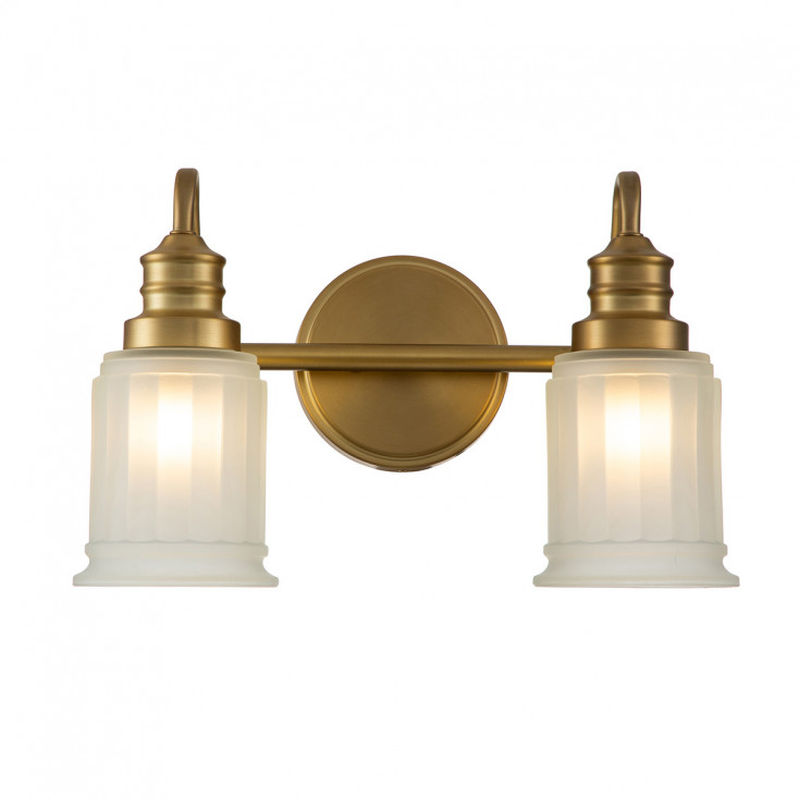 Applique LED moderna per bagno in acciaio con 2 diffusori in vetro