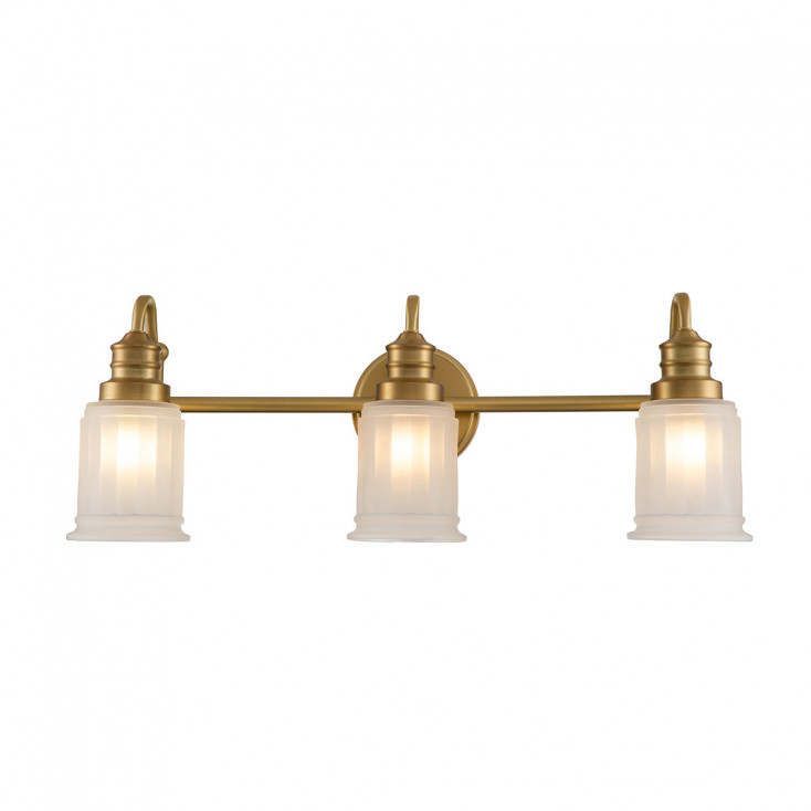 Applique LED moderna per bagno in acciaio con 3 diffusori in vetro