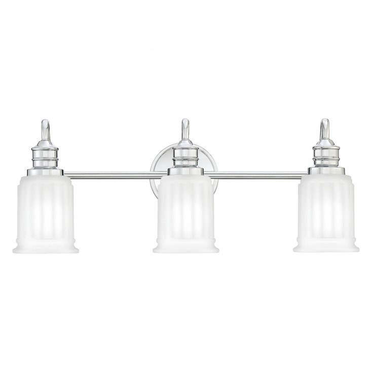 Applique LED moderna per bagno in acciaio con 3 diffusori in vetro