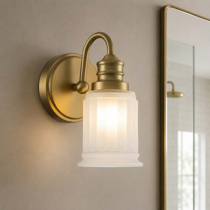 Applique LED moderna per bagno in acciaio e diffusore in vetro a 1 luce