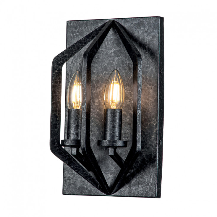 Lampada da parete con struttura in acciaio con 2 diffusori dal design moderno