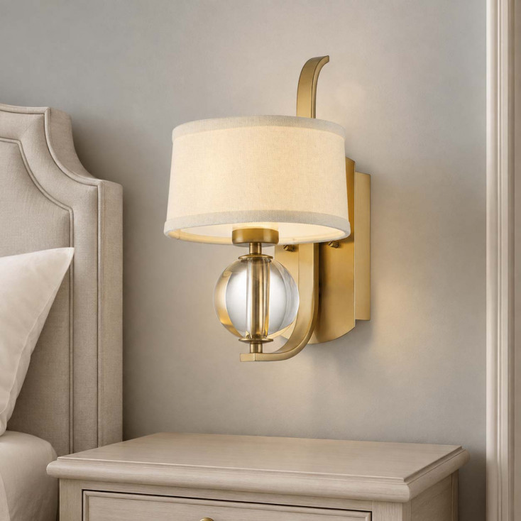 Lampada da parete moderna in metallo con diffusore in lino a 1 luce LED G9
