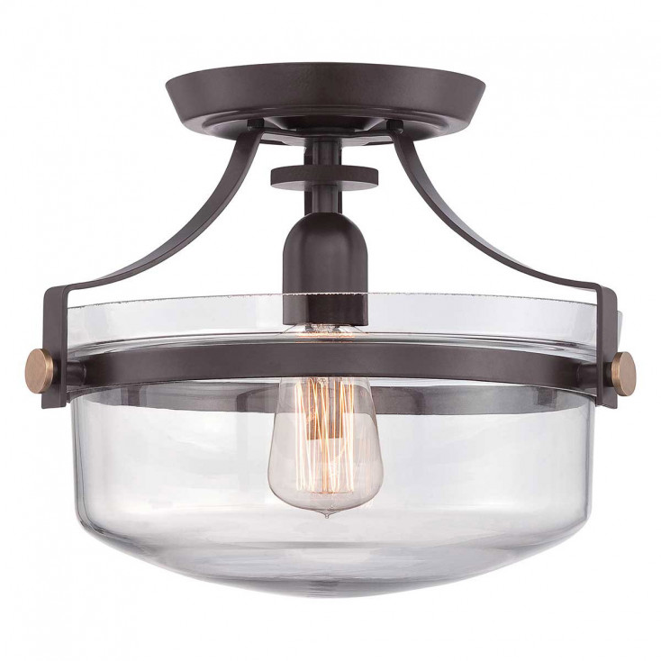 Lampada da soffitto con struttura in acciaio e diffusore in vetro con 1 luce