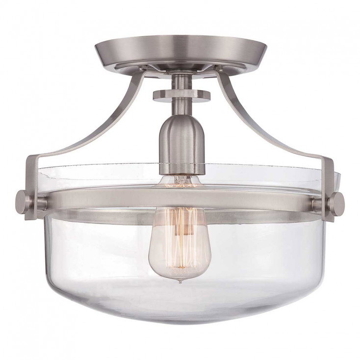 Lampada da soffitto con struttura in acciaio e diffusore in vetro con 1 luce