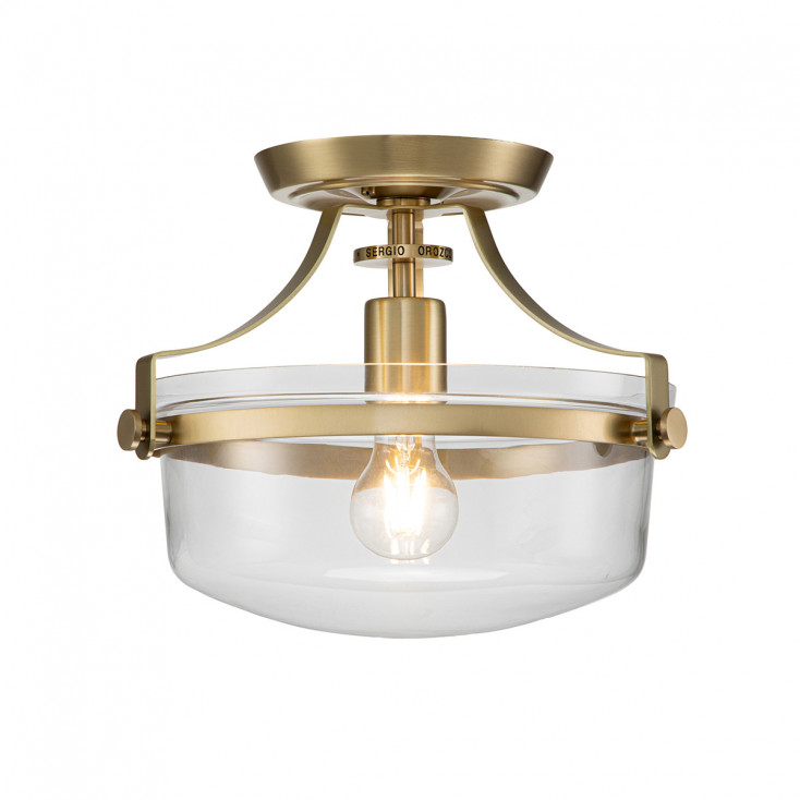 Lampada da soffitto con struttura in acciaio e diffusore in vetro con 1 luce