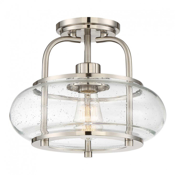 Lampada da soffitto media moderna in acciaio e diffusore in vetro