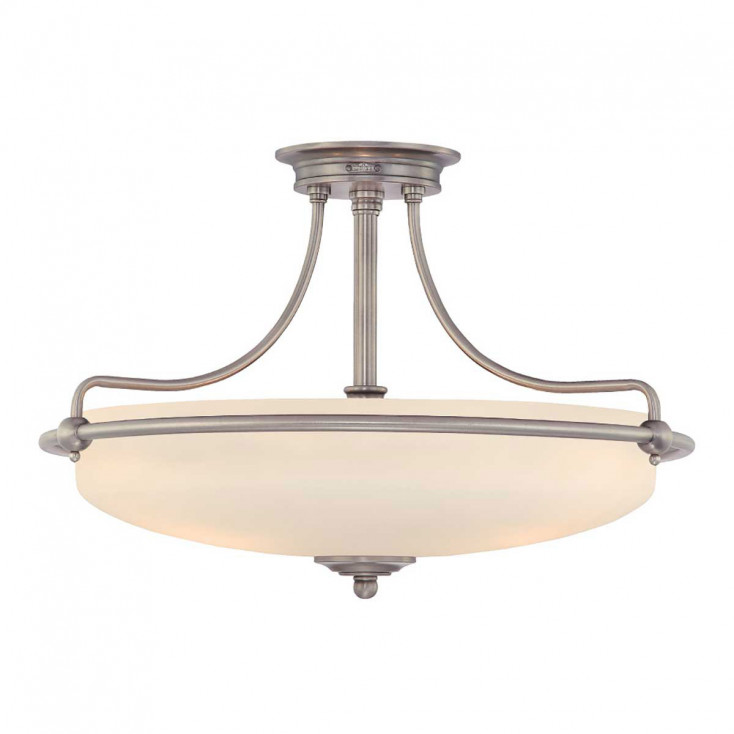 Lampada da soffitto moderna grande in acciaio con diffusore in vetro 4 lampadine