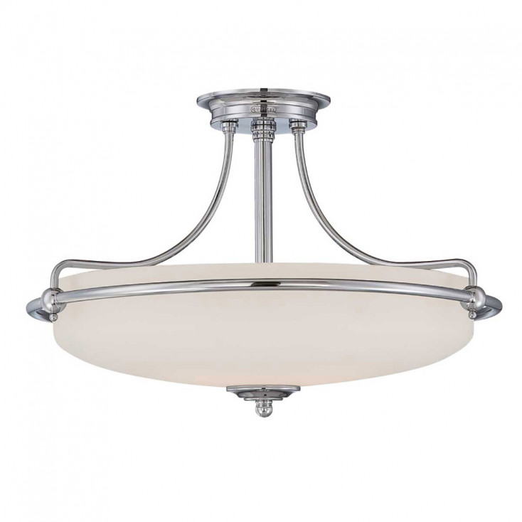 Lampada da soffitto moderna grande in acciaio con diffusore in vetro 4 lampadine