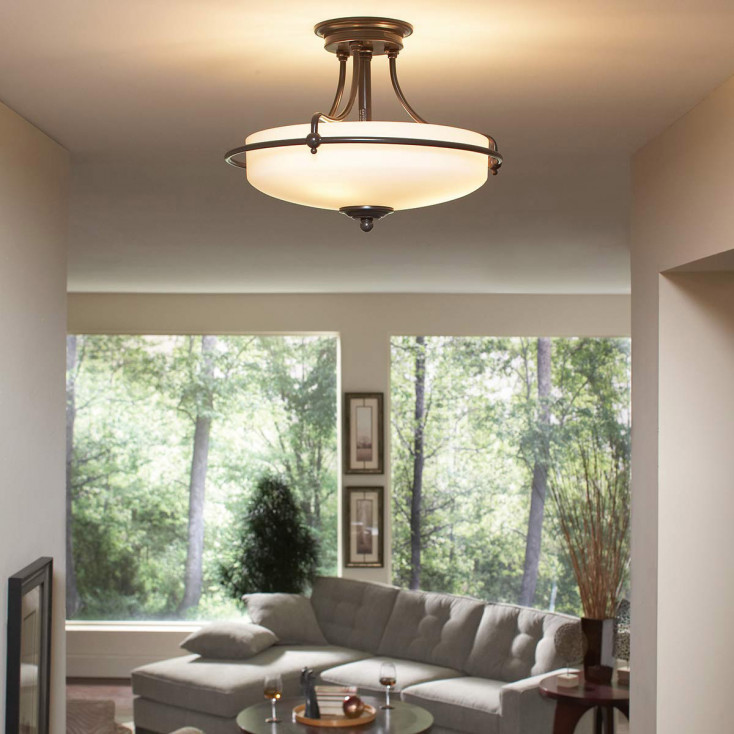 Lampada da soffitto moderna grande in acciaio con diffusore in vetro 4 lampadine