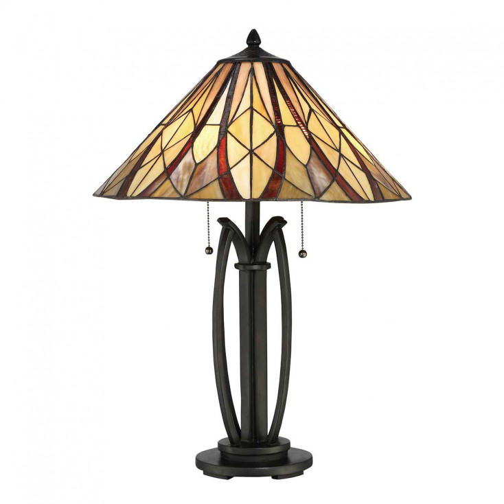 Lampada da tavolo classica con struttura in acciaio e diffusore in vetro