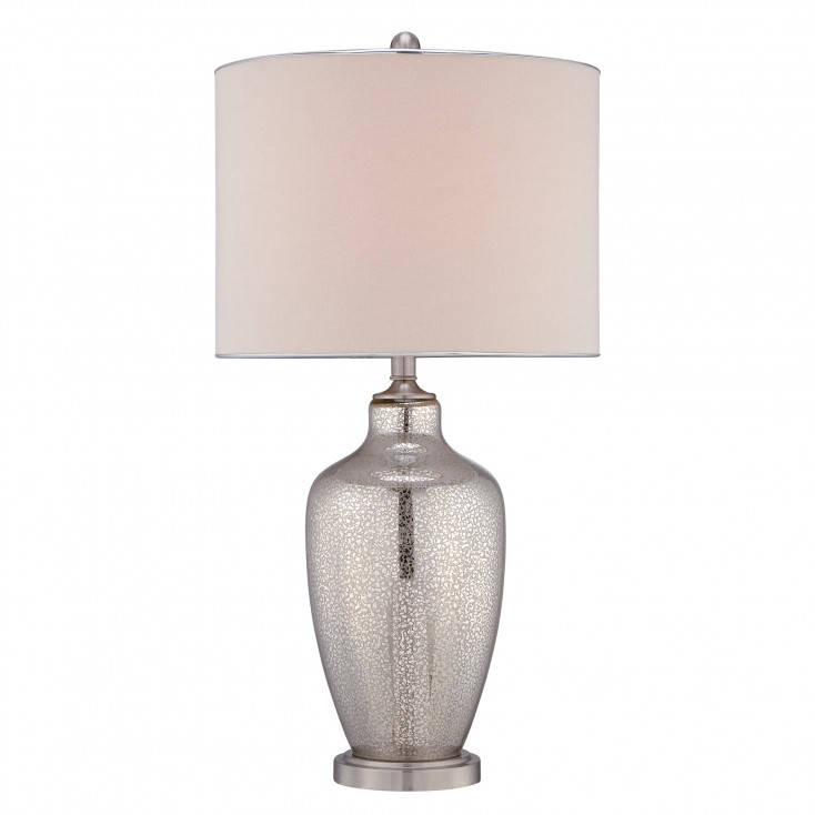 Lampada da tavolo in vetro con paralume in tessuto a 1 luce dal design moderno
