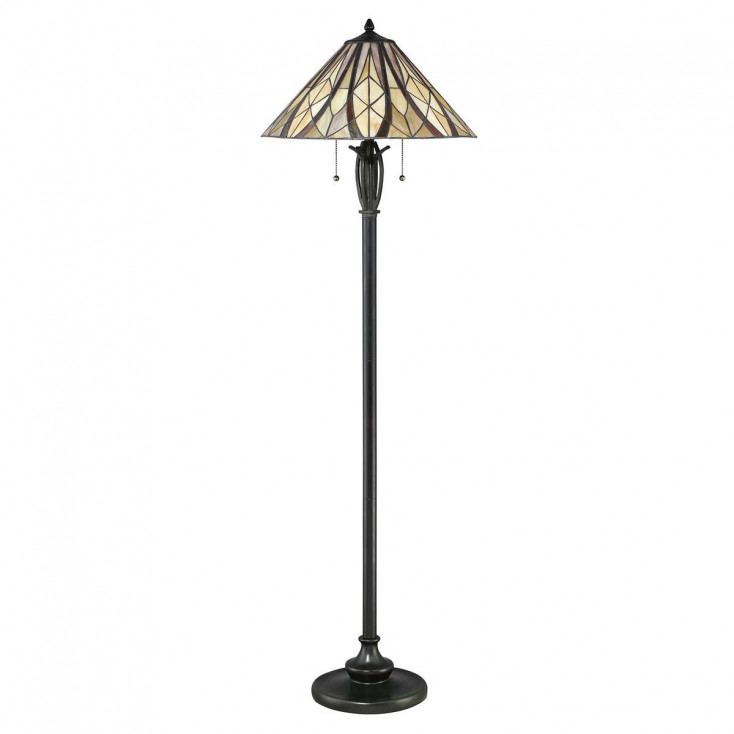 Lampada da terra classica con struttura in acciaio e diffusore in vetro