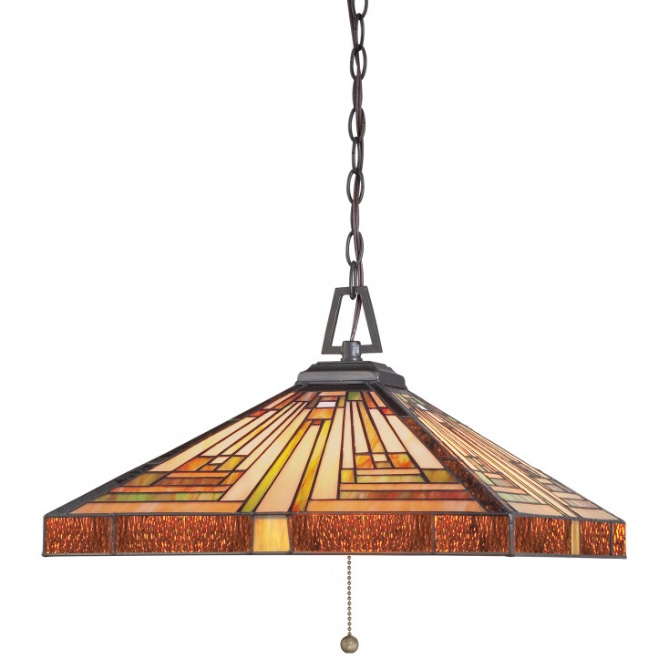 Lampadario classico in metallo con diffusore in vetro tiffany a 3 luci