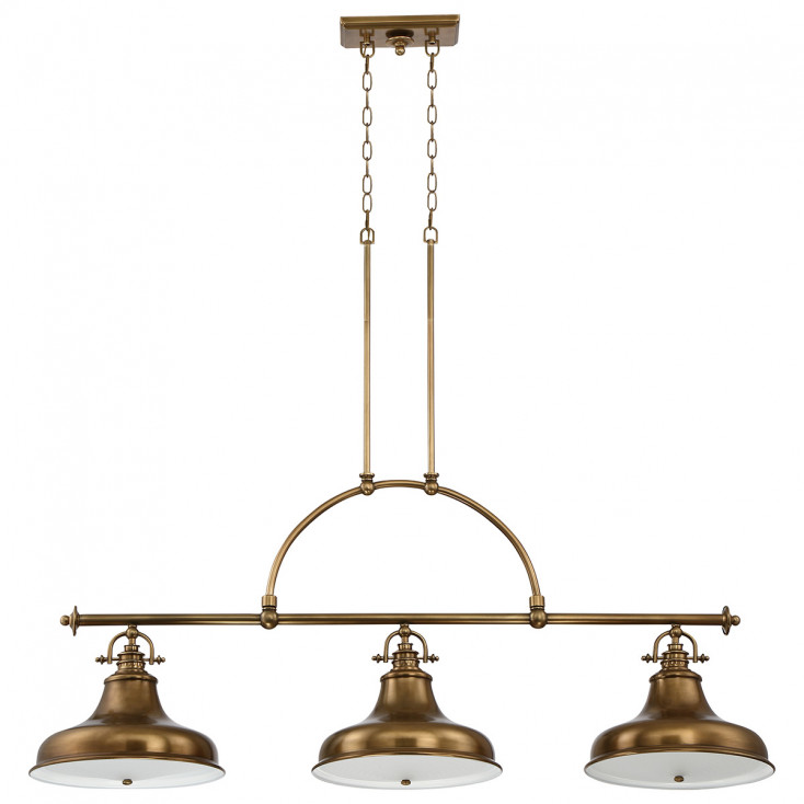 Lampadario lineare dal design industrial con diffusori in metallo a 3 luce