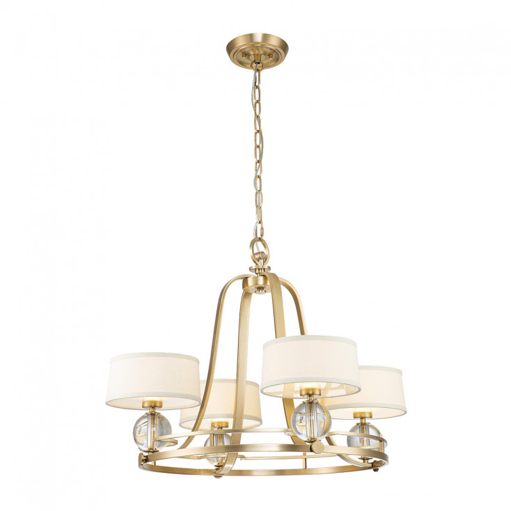 Lampadario moderno in metallo con diffusori in lino a 4 luci LED G9