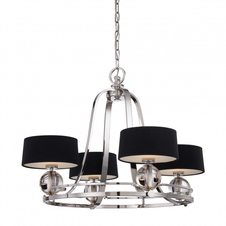 Lampadario moderno in metallo con diffusori in lino a 4 luci LED G9