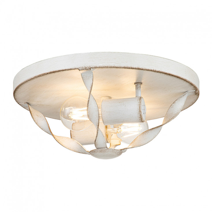Plafoniera rotonda dal design rustico in acciaio con diffusore a 2 luci