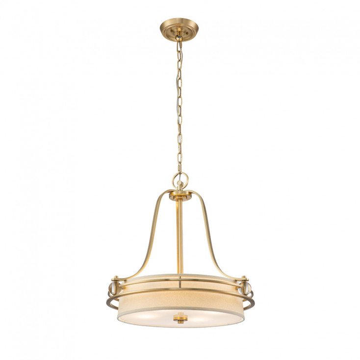 Lampada a sospensione moderna in metallo con diffusori in lino a 4 luci LED G9