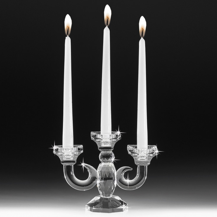 Candeliere a tre fiamme in cristallo dal design moderno