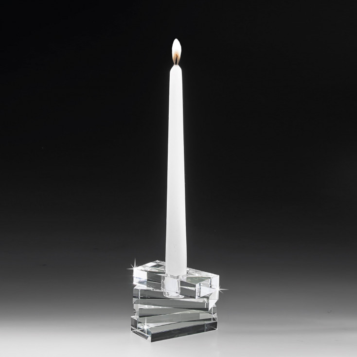 Portacandela basso in cristallo dal design moderno ed elegante