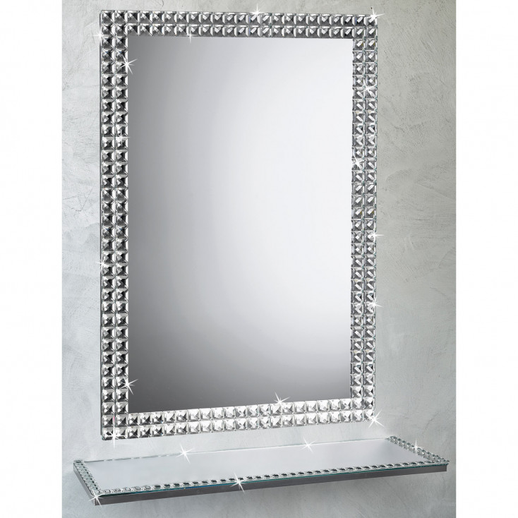 Specchio da parete con cornice in cristallo taglio diamante dal design moderno