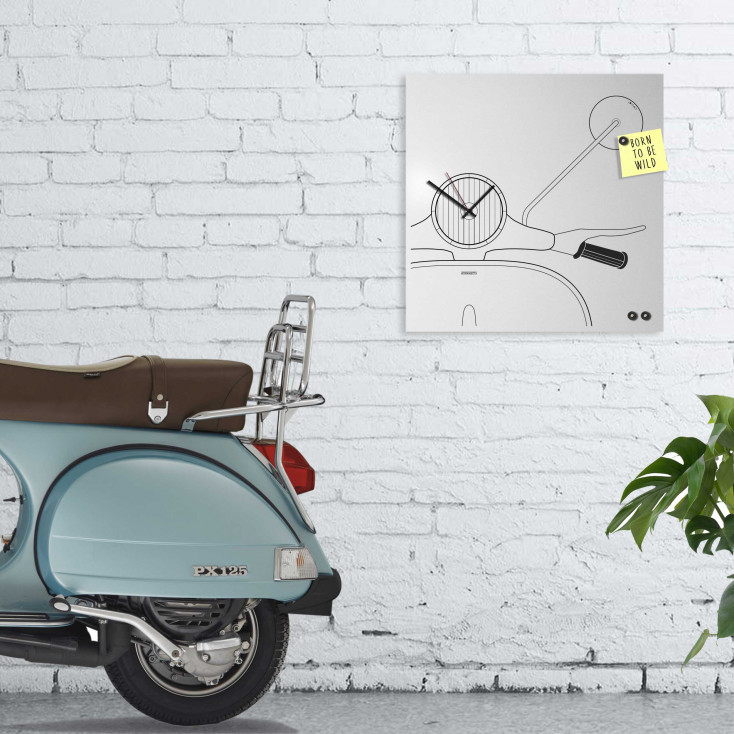 Orologio da parete con lavagna magnetica e accessori per foto "SCOOTER"