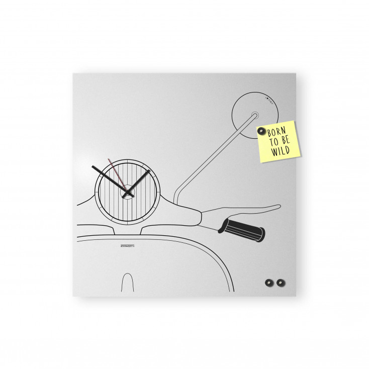 Orologio da parete con lavagna magnetica e accessori per foto "SCOOTER"