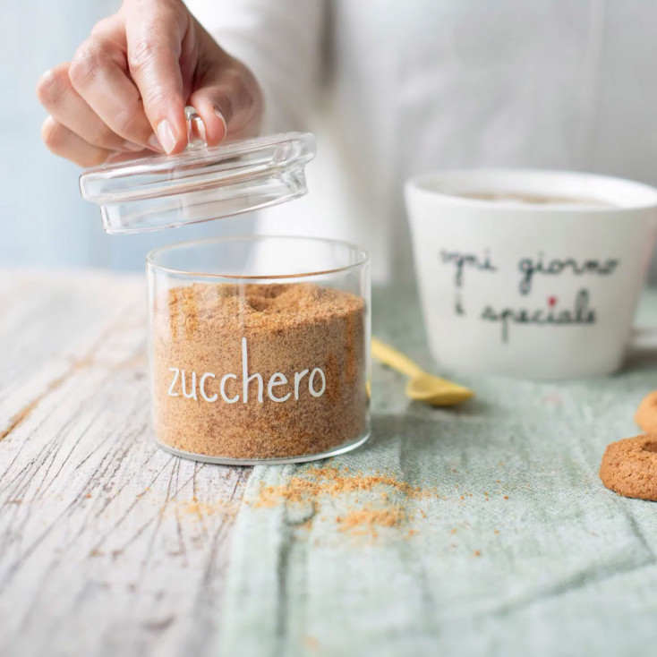 Barattolo per alimenti in vetro con coperchio Zucchero