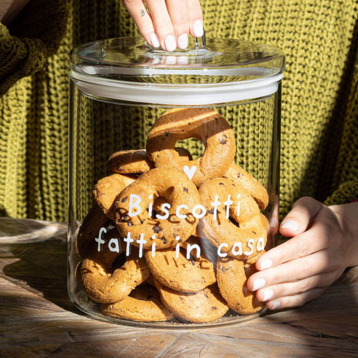 Barattolo per biscotti in vetro con corperchio ermetico